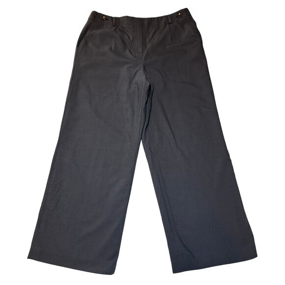 Talbots Women Italian Wool Blend Slate Gray Wide Leg Trouser Pants Size 12 Lined - Picture 1 of 9